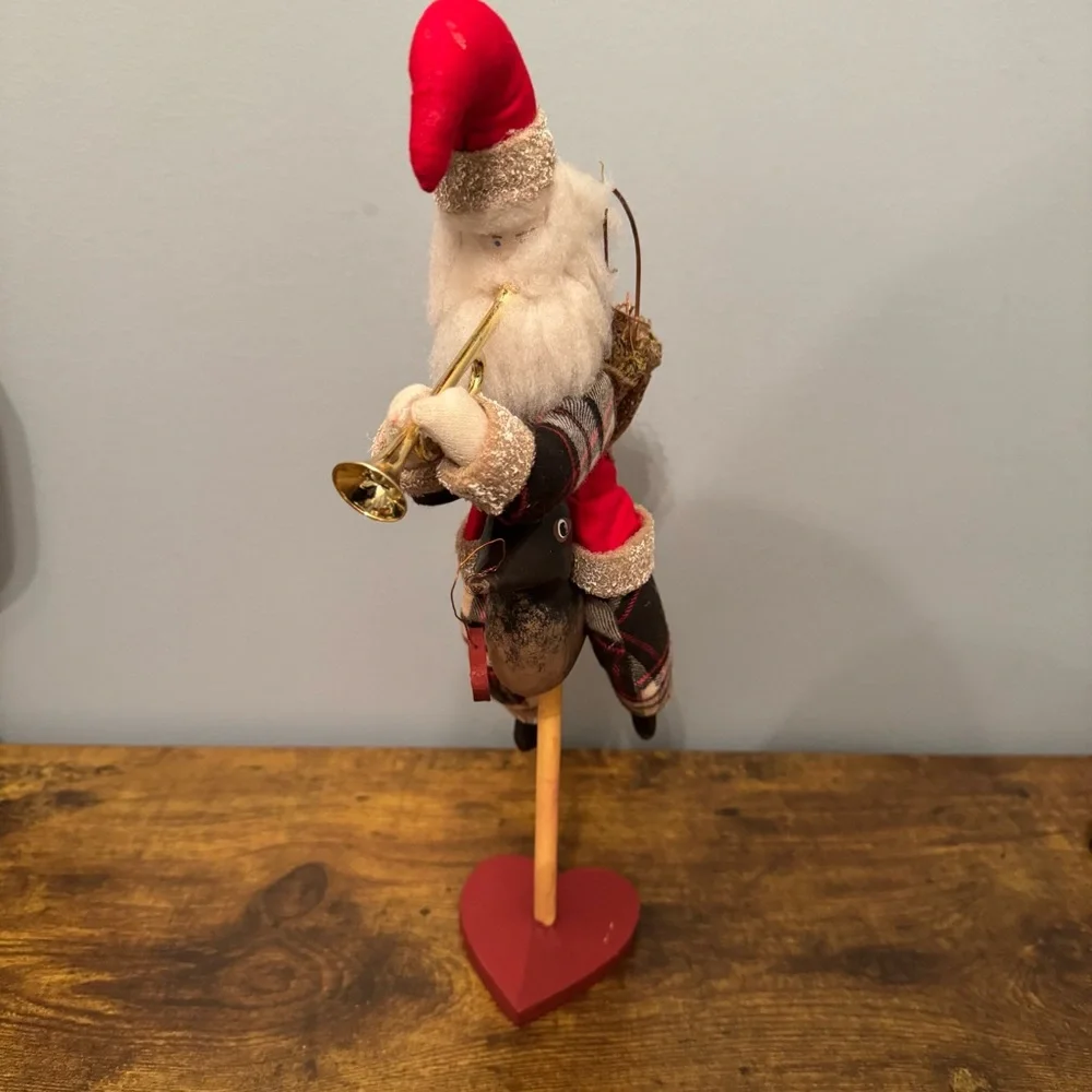Hudson’s Santa Riding Bird Christmas Folk Art Figurine‎ Holiday Decor